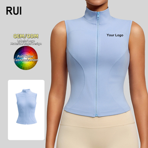 RUIQUWIN Top Deportivo de Yoga Personalizado con Cuello Alto, Ajuste Delgado, Sin Mangas, Transpirable, para Mujer, para Correr, Gimnasio, Ejercicio - Product Image 1