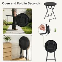 Table pliante ronde noire de 32 pouces sans assemblage avec pieds antidérapants pour bar à cocktails, camping, événements en plein air
