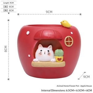 <span class=keywords><strong>Petit</strong></span> <span class=keywords><strong>pot</strong></span> de fleurs de bureau artisanal créatif, motif maison <span class=keywords><strong>pomme</strong></span> de dessin animé, peint à la craie, pour l'horticulture et le commerce extérieur - Product Image 6