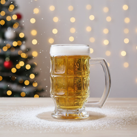 Verres à vin en verre nid d'abeille 0,5 L, verre transparent avec poignée, chopes à bière au design classique pour les fêtes