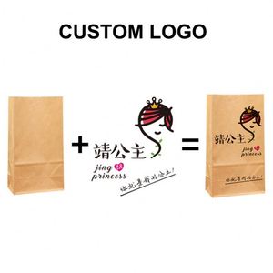Customized Logo Fast Food Takeout Bag Kraft <b>Paper</b> Bag Without Handle - Product Image 2