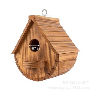 Casa para Pájaros de Madera de Pino, Forma Redonda, Resistente, Nido para Pájaros para Decoración de Jardín y Hogar - Product Image 2
