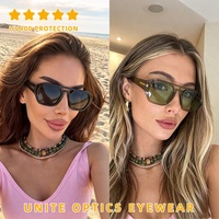 Dernières tendances de la mode féminine, lunettes de soleil en gros à bas prix, logo personnalisé, lunettes de soleil carrées à double pont de style vintage pour femmes