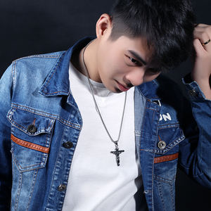 Colgante de cruz de Jesús para hombres y mujeres, collar con cadena de acero inoxidable, plateado, plata/oro, regalo de joyería - Product Image 3