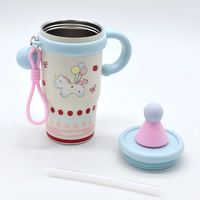 Nouvelle Tasse Thermos Portable en Acier Inoxydable Grande Capacité à Poignée Dessin Animé Ice Bully, Design Attrayant pour Voyage