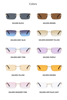 Lunettes de soleil tendance sans monture en métal, verres carrés dégradés UV400, logo personnalisé, lunettes de soleil rectangulaires