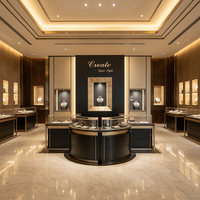 Vitrine de Luxe Dorée pour Bijouterie avec Éclairage LED, Vitrine en Verre Personnalisée pour Boutiques de Marques Haut de Gamme, Durable et Facile à Installer