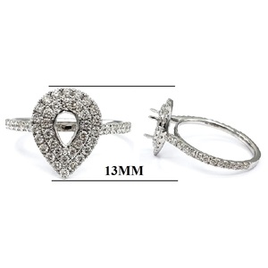 Fabricant chinois Vente en gros Or blanc 18 carats Diamant véritable Forme de poire Solitaire Bague de fiançailles semi-montée en grosse pierre pour femme - Product Image 2
