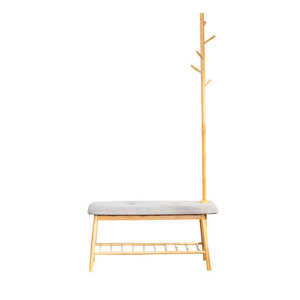 Scarpiera a 2 Ripiani Autoportante <span class=keywords><strong>con</strong></span> 5 Ganci Appendiabiti per Corridoio Camera da Letto Ingresso Scarpiera e Appendiabiti 3-in-1 - Product Image 1