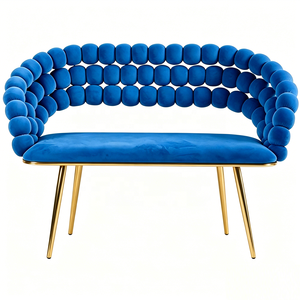 Sofá <span class=keywords><strong>de</strong></span> Terciopelo <span class=keywords><strong>de</strong></span> Lujo para Hotel, Sofá <span class=keywords><strong>de</strong></span> Dos <span class=keywords><strong>Plazas</strong></span> con Respaldo Acolchado para Vestíbulo <span class=keywords><strong>de</strong></span> Hotel, Cafetería, Hogar - Product Image 4