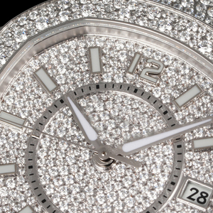Hot Top Luxury Full Diamond Pillow Case Wristwatch Metal Base Sparkling All Around Diamond Setting Date Display Hip Hop <b>Watch</b> - Product Image 6