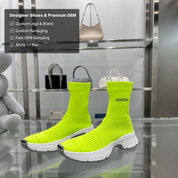 Bottines de marche de luxe pour femmes, en maille côtelée élastique de haute qualité, couleur néon fluorescente, à enfiler, printemps-automne
