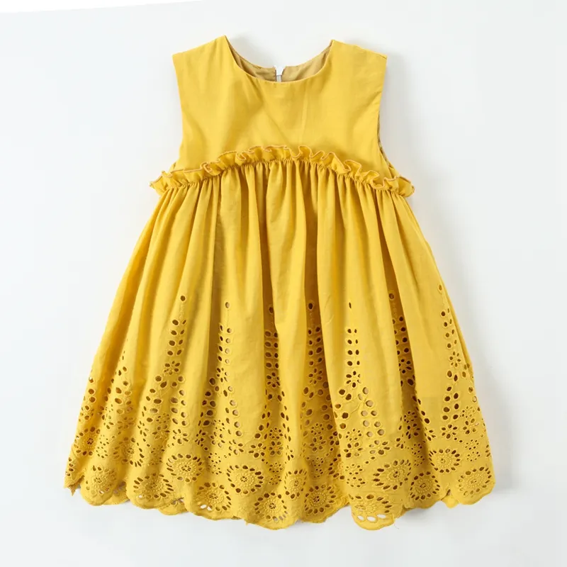 Kid Clothing Wholesale Children Linen 2個Girls Dress Set