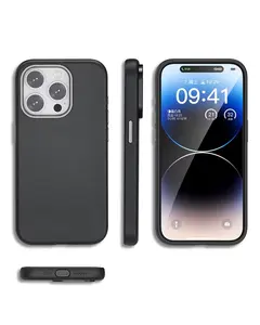 Casing ponsel kulit Vegan resmi untuk iPhone 15 kulit lembut penutup penuh keras untuk 14 pro max casing pelindung jatuh