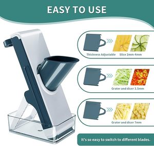 <span class=keywords><strong>Multi</strong></span>-Functionele Keuken Groentesnijder 3 In 1 Multifunctionele Verstelbare Mandoline Snijmachine Veilige Aardappelen Snijmachine