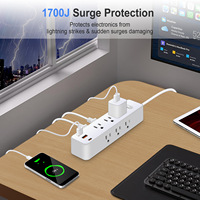 ABD Fişli Priz Çoklayıcı Elektrik Soketi 9 AC Çıkışlı USB Girişli 3.9FT Uzatma Kablolu Çoklu Priz Ağ Filtresi Hızlı Şarj