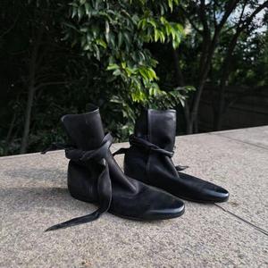 Stivali piatti <span class=keywords><strong>comodi</strong></span> in vera pelle personalizzati per dropshipping, scarpe da <span class=keywords><strong>donna</strong></span>, stivaletti corti in stile retrò per signore - Product Image 3