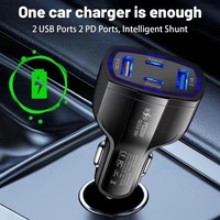 Chargeur de voiture P49 4 ports, 2 USB, 2 Type-C, 20W PD, charge rapide 18W/20W, USB C ultra-rapide pour ordinateurs portables, intelligent 3A, vente chaude