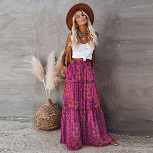 Fornitura diretta abbigliamento Casual <span class=keywords><strong>gonne</strong></span> <span class=keywords><strong>lunghe</strong></span> <span class=keywords><strong>a</strong></span> <span class=keywords><strong>vita</strong></span> <span class=keywords><strong>alta</strong></span> <span class=keywords><strong>gonne</strong></span> <span class=keywords><strong>lunghe</strong></span> bohémien stampate floreali per le donne - Product Image 4