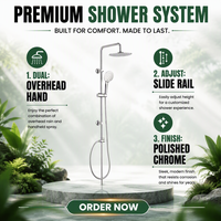 Ensemble de douche à main moderne de haute qualité et durable avec finition chromée, garantie de 2 ans - Utilisation en salle de bain