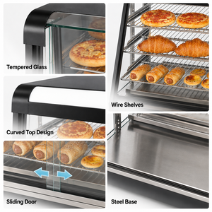 Vitrina Eléctrica Calentadora de Alimentos con Vidrio Templado y 3 Niveles para Panadería, Cafetería y Bar de Snacks - Product Image 2