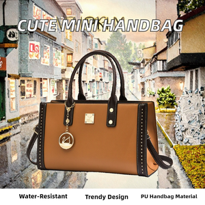 <b>Mini</b> Cute Lady Women's Casual <b>Tote</b> <b>Bags</b> New Model Durable Lightweight Black Wholesale Waterproof PU Zipper Closure Polyester - Product Image 2