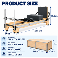 Équipement de Pilates Reformer portable, réglable et durable en bois d'érable blanc de haute qualité pour la santé