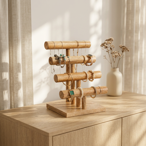 Présentoir à bijoux en bois à 4 niveaux pour la décoration intérieure, support pour bracelets, organisateur de rangement en T, Uttar Pradesh NA - Product Image 5