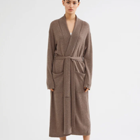 Robe en cachemire, mélange de soie et de cachemire, pour femme, blanche, super douce, longue, tricotée, avec ceinture