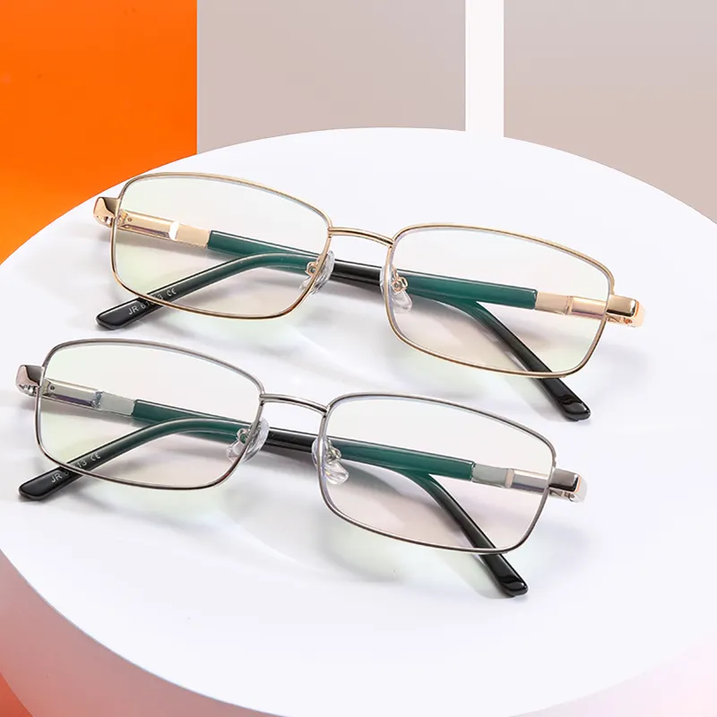 High Quality Vintage Metal Slim Frame Anti Blue Light Cut Reading Glasses For Men