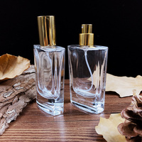 Nouvelle Bouteille de Parfum Carrée de Luxe en Verre Artisanal Premium 100ml, Flacon Vide en Verre Transparent avec Vaporisateur et Sérigraphie Unique