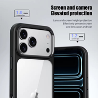 Coque de téléphone transparente en TPU+PC pour iPhone 17 Pro Max, protection antichoc avec protection contre les chutes, emballage OPP