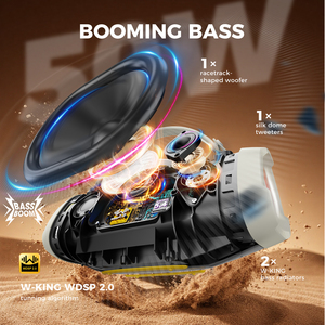W-KING X10S Haut-parleur portable sans fil de qualité supérieure 50W Super Bass IP67 étanche à la poussière pour l'extérieur avec lumière RGB - Product Image 6