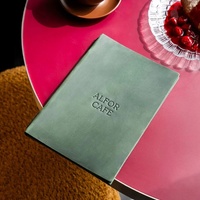 Protège-menu en cuir classique personnalisé pour la restauration, imprimé en typographie, couleurs variées, à feuilles mobiles