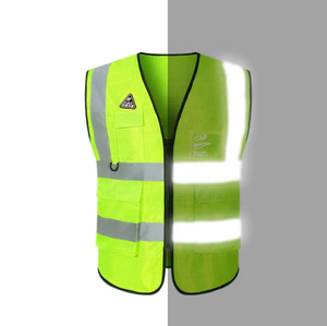 Chaleco de Seguridad Antiestático de Poliéster con Bolsillos y Cinta Reflectante de Alta Visibilidad para Hombres - Uso en Construcción y Estaciones de Servicio - Product Image 2