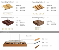 Paneles Decorativos de Techo Falso de Madera Compuesta de PVC para Interiores, Diseño de Salón, Forma de Tira, Paneles de Techo
