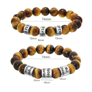 <b>Mens</b> Logo Laser Custom Spacers Beaded <b>Bracelets</b> Tiger Eye <b>Bracelet</b> Matte Lava Rock Volcanic Stone <b>Beads</b> for <b>Men</b> Stretch <b>Bracelet</b> - Product Image 5