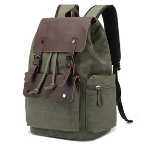Sac à dos vintage en toile de 15 pouces, plusieurs poches, sac d'ordinateur unisexe pour étudiants - Product Image 2