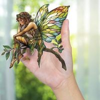 Ornement féerique en vitrail, attrape-soleil en acrylique à suspendre à la fenêtre, décoration fantaisie forestière, ornement de sapin de Noël 2026