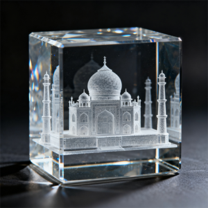 HBL персонализированный индивидуальный дизайн религиозный 2D/3D лазерная гравировка Тадж Махал Пустые Хрустальные кубики для подарков, сувенир для праздника - Product Image 2