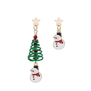 Pendientes de ambiente navideño para mujer, estilo europeo americano, dulces, de resina acrílica, lucita, con diseños de Papá Noel, HOHO, alce y copo de nieve. - Product Image 1