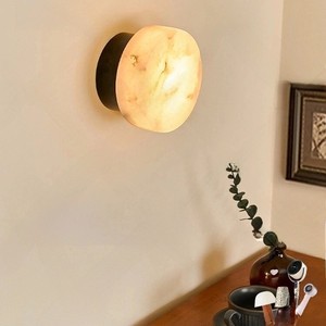 Casagd Spanish Natural Marble Wall Lamp Led E27 Beige Minimalist Style For Bedroom Living Room Hotel <b>Corridor</b> Balcony - Product Image 2