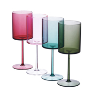 Ensemble de 4 verres à vin modernes en acrylique ovales Halo 10oz incassables réutilisables sans BPA en plastique à pied pour les fêtes