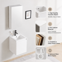 Meuble-lavabo mural de salle de bain compact, moderne et luxueux en PVC étanche avec vasque