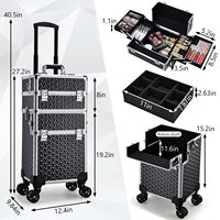Valise de coiffeur 3 en 1, valise de formation en cosmétologie, valise pour technicien des ongles, coiffeur, maquilleur, valise de maquillage professionnelle à roulettes