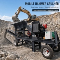 Concasseur à marteaux mobile portable avec moteur diesel et roulement pour le concassage du charbon, du calcaire, de la pierre d'or, du granit et des galets