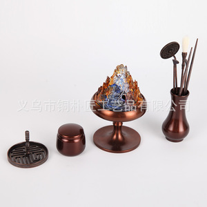 Tongpu Craftsman Pure <b>Copper</b> Glass Incense Ceremony Tool Beginner Set Glass Boshan Incense Burner Incense <b>Powder</b> Incense Burner - Product Image 5