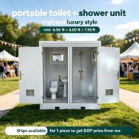 Ensemble WC mobile de luxe avec toilettes et douche séparées, 6.56ft 4ft 7.55ft