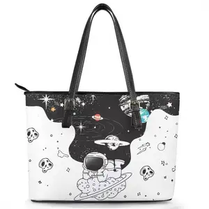 New Kind Of Fashion Bag Women Handbag Slant Single Shoulder Bag Custom Black White Cartoon Images Of Astronauts On The Moon Logo