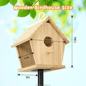 Bluebird <strong>Houses</strong> for Outside Clearance With Pole, Hanging <strong>Bird</strong> <strong>House</strong> Outdoors Garden Patio With Easy Clean Wood Birdhouse Viewing - Product Image 4
